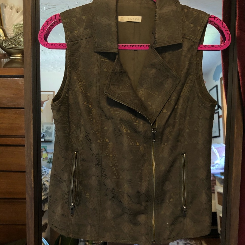 textured hinge biker vest